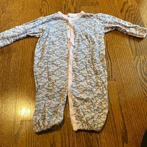 Little Mish girls lace print onesie gown